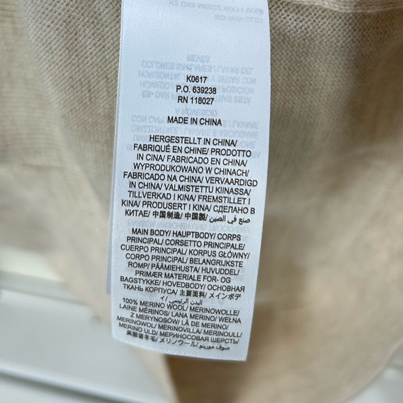 NWT Boden Ruffle Button Front Merino Wool Sweater Heathered Oatmeal Size 10 - Picture 13 of 13